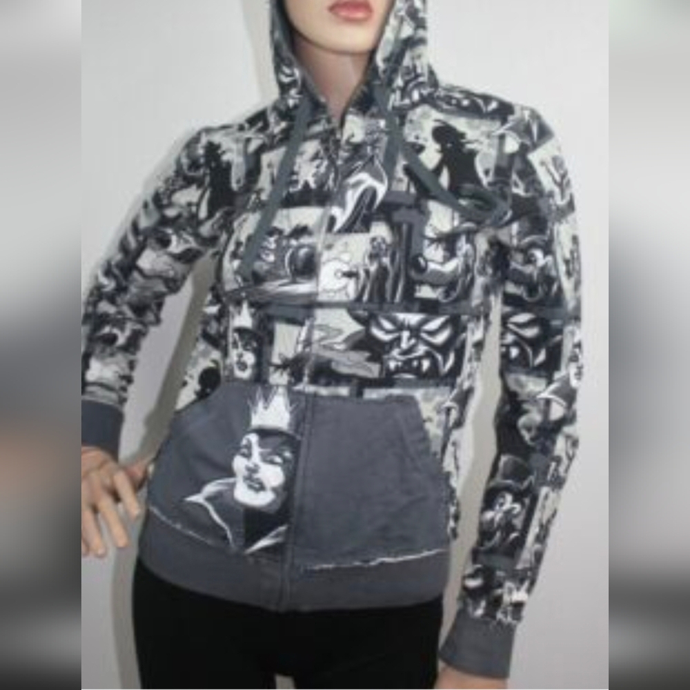 Disney Parks Women's Disney Villains Full Zip Hoodie in gray Sz L - Picture 2 of 10